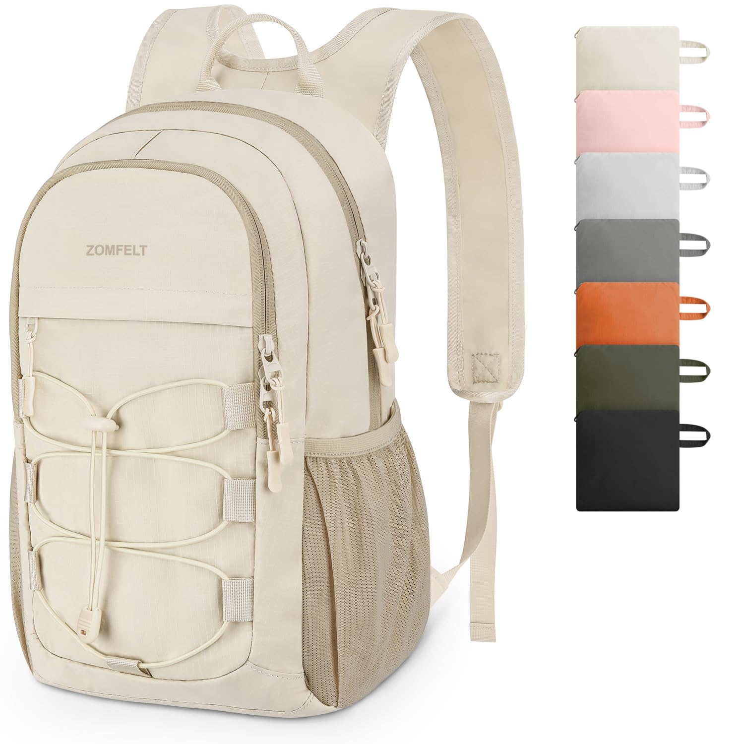 ZOMFELT Hiking Backpack for Women Men, 15L Lightweight Packable Backpack for Trip, Water Resistant Small Travel Backpacks, Foldable daypack for Hiking, Walking, Cycling, Camping, Beige 15L Beige