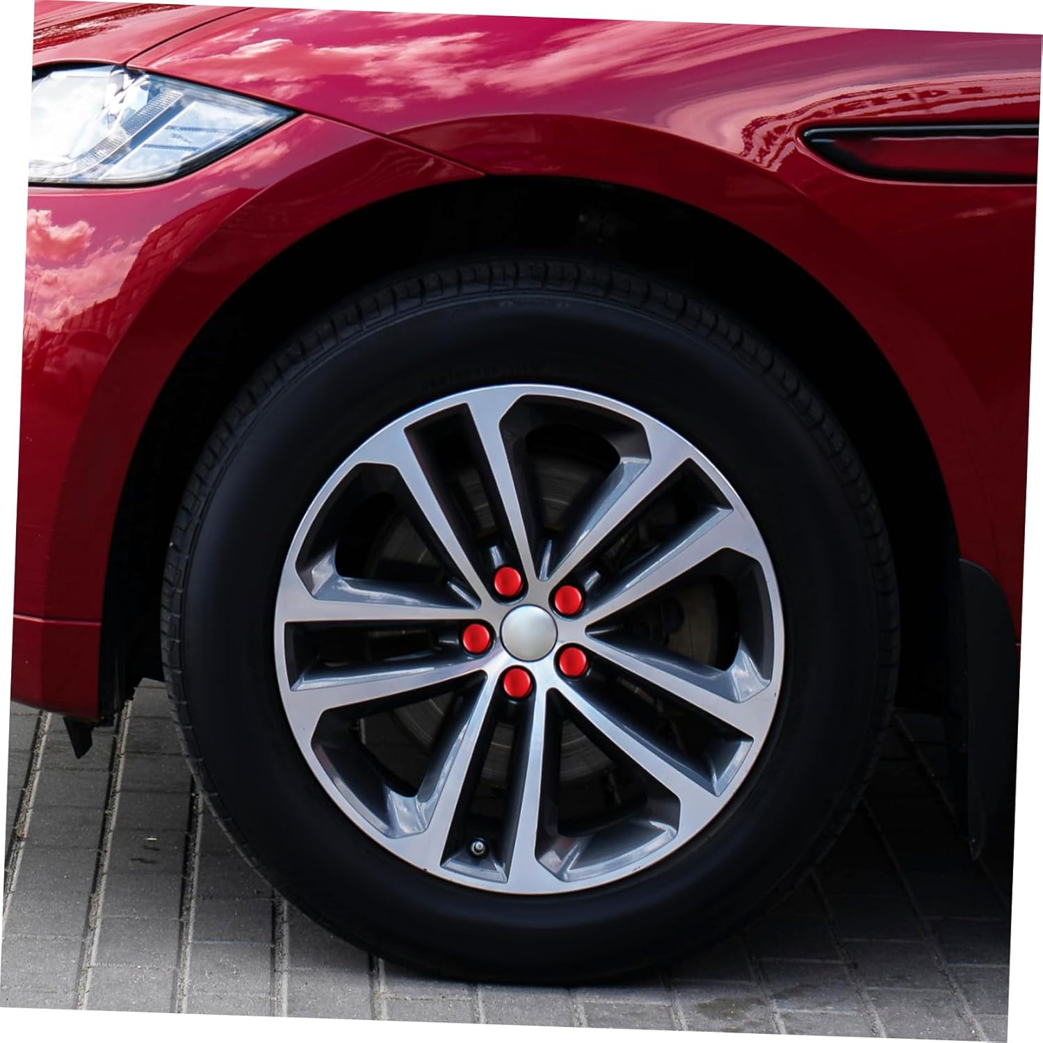 Lug Nut Covers Red Tire Bolt Caps for Various Vehicles Easy Installation Compact and Aesthetic Appeal for Car Tire Accessories