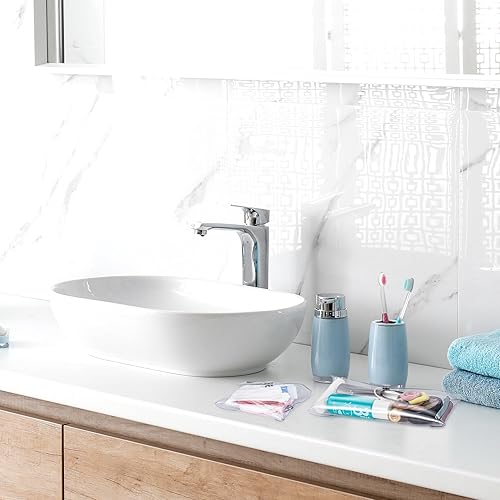 Miniatura 6 de Paquete de 3 bolsas de cosméticos transparentes, de diferentes tamaños, portátiles, impermeables, de PVC, organizador de maquillaje, accesorios de