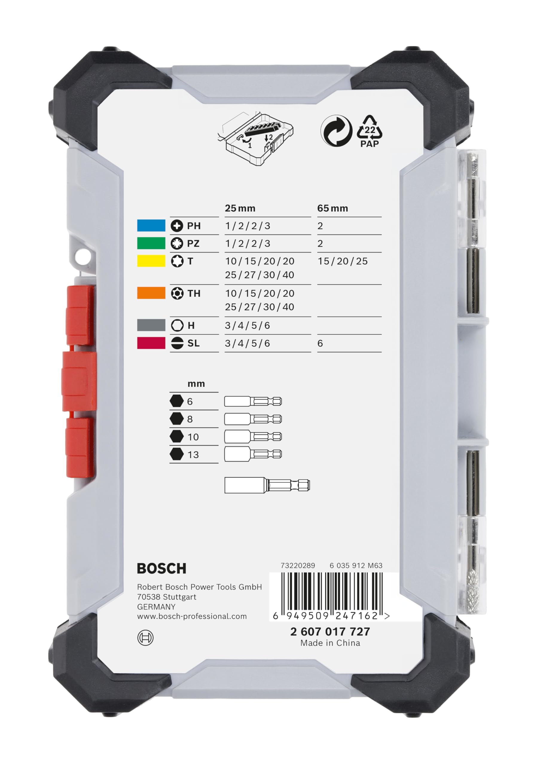Bosch Juego de 43 puntas de destornillador extraduras, 43 piezas (197 x 110,5 mm, accesorios profesionales, destornilladores y taladros), Versión actual