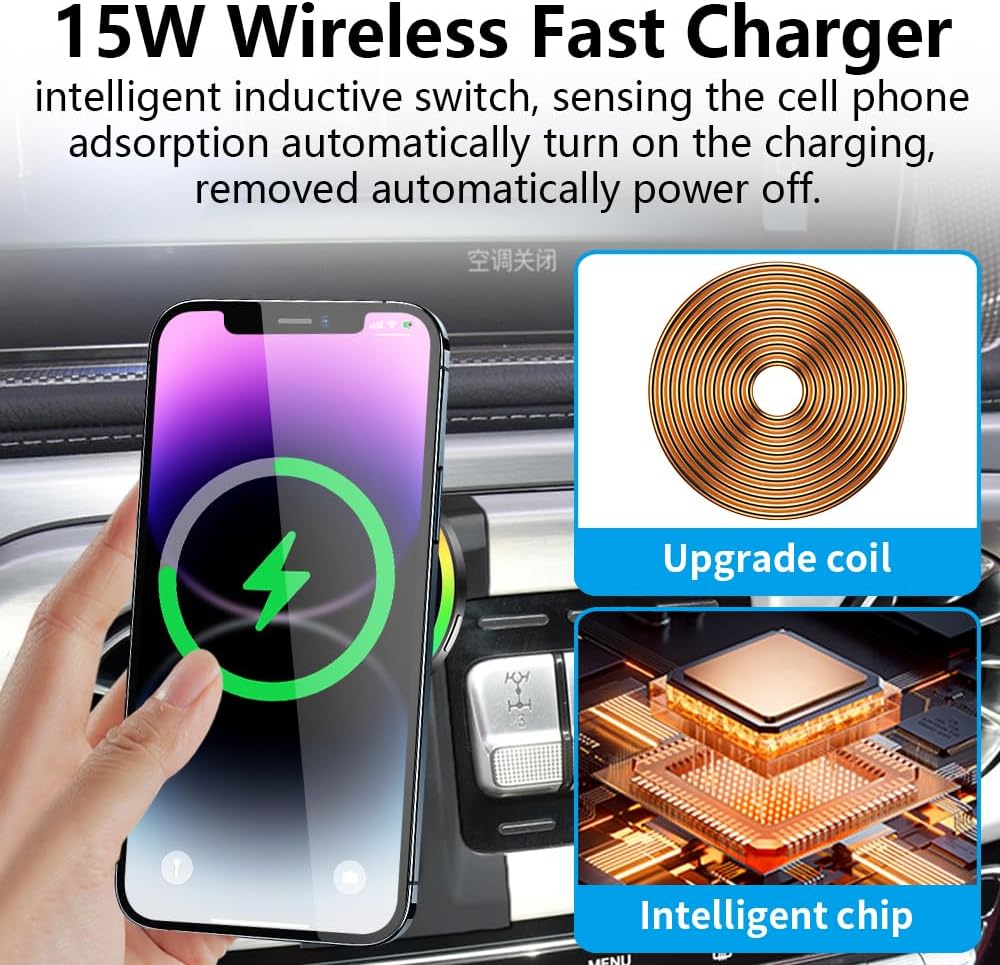 Magsafe Car Magnetic Phone Mount for Mercedes Benz G-Class 2019 2020 2021 2022 2023 2024 G Wagon G550 G500 AMG G63 G55 W463 Auto Accessories Cell Phones Holder Fast 15W Wireless Charger