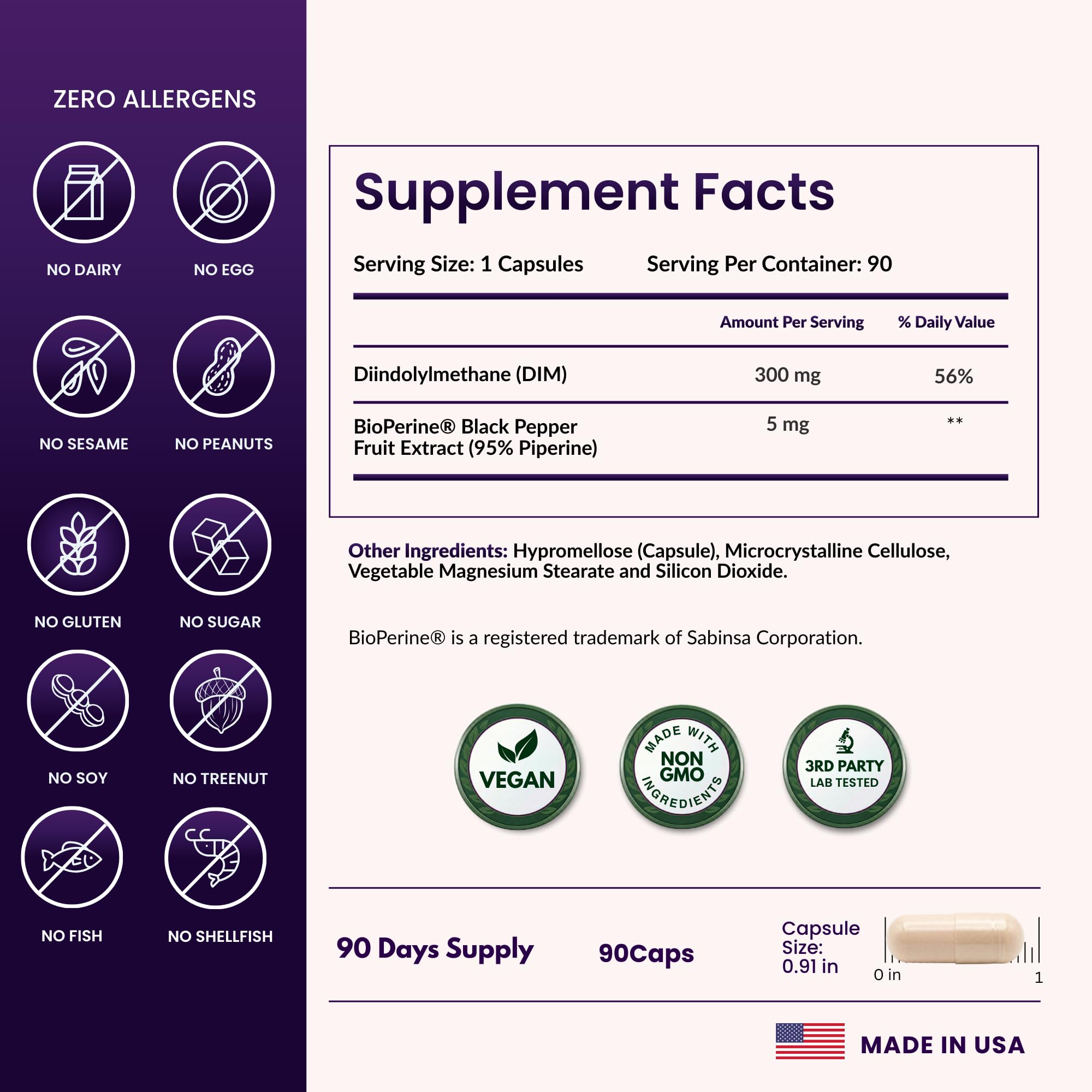 ForestLeaf DIM Supplement - 300mg DIM Estrogen Supplement for Women/Men - Diindolylmethane with BioPerine Black Pepper - Support for Detox, Metabolism, Hormone Balance & Menopause - 90 Caps — Amazon image 4