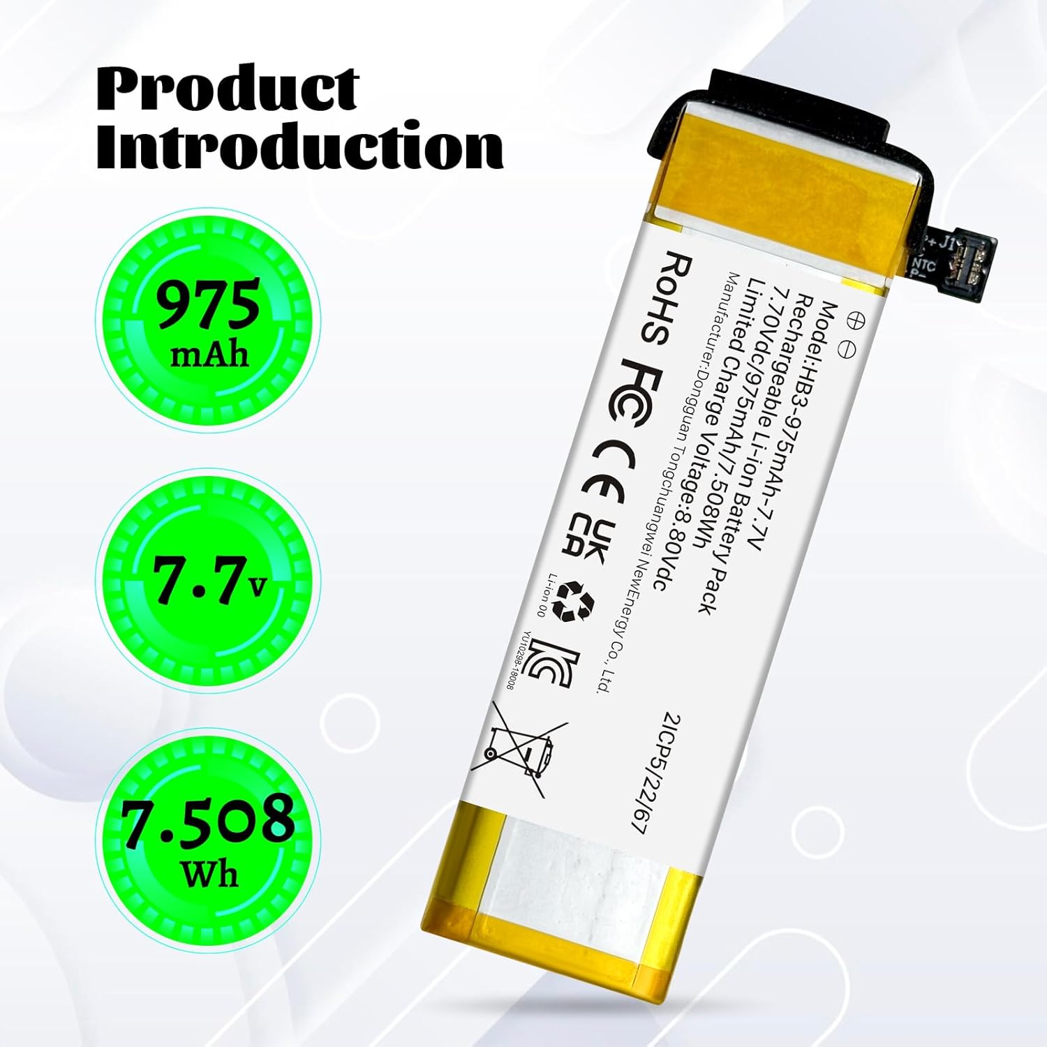 Battery for DJI osmo Pocket 1/2, 975mAh 7.7V Camera Replacement Battery for DJI osmo Pocket 1 and 2 OT110 OT-210 HB3
