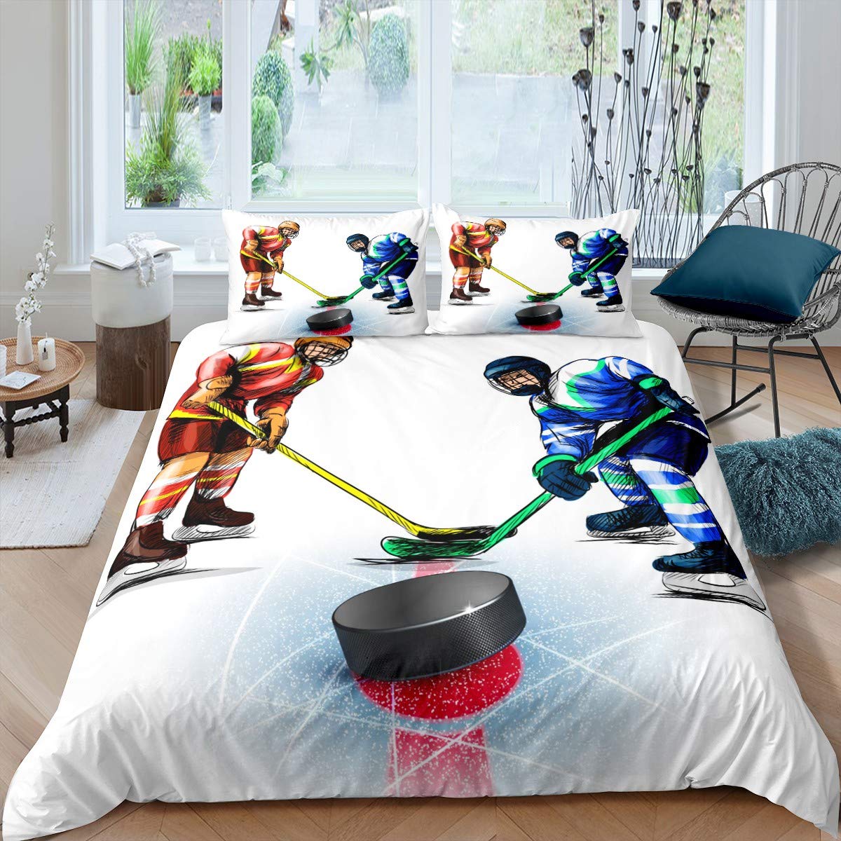 Housse de couette hockey sur glace en grand format Super King pour un lit confortable et stylé