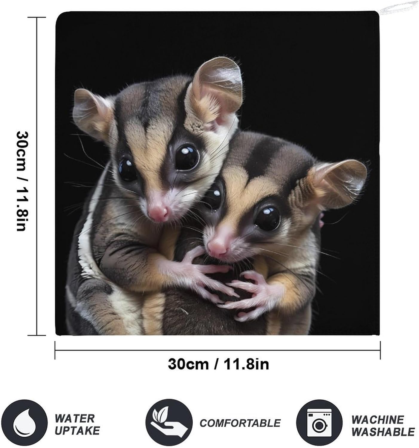Cute Sugar Glider Hand Towels for Bathroom Kitchen Towels Small Towel Handkerchiefs with Hanging Loop 4PCS