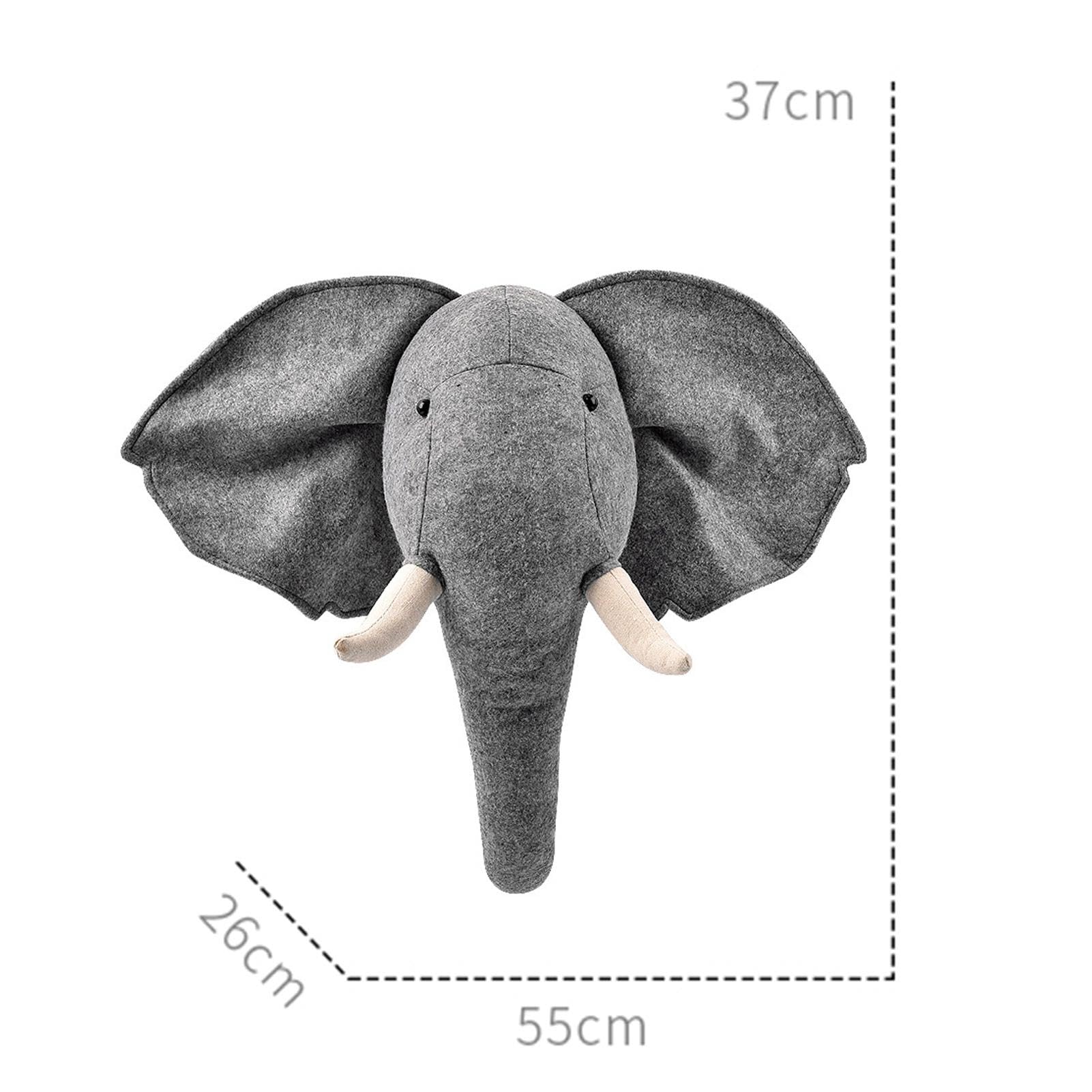 Generisch Gefüllte Elefantenkopf-Wand-,Graues Tier Gefüllte Wandbehang-Dekoration - Kinderzimmer Plüschtiere Dekorationen Baby Kinderzimmer -Wanddekoration Kreativer Schmuck