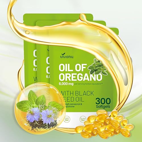 Aceite de Orégano 300 Cápsulas con Aceite de Semilla Negra  Antioxidantes Naturales para Fitness  Apoyo Nutricional (VOB_M6)