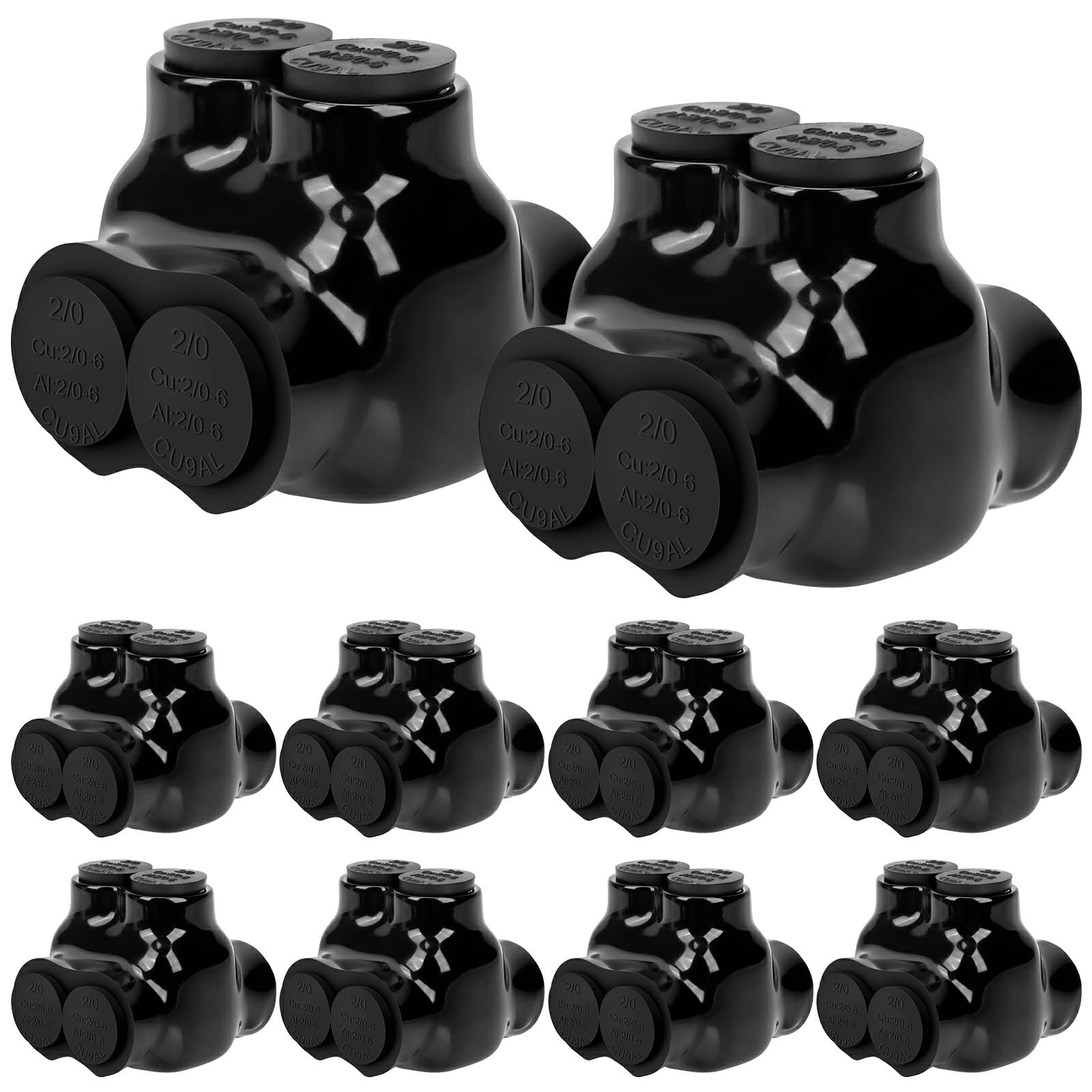 10 Pcs Insulated Wire Connectors Black Multi Splice Connector 2 Port Cable Connector Dual Entry Cable Splicers Electrical Power Wire Terminal