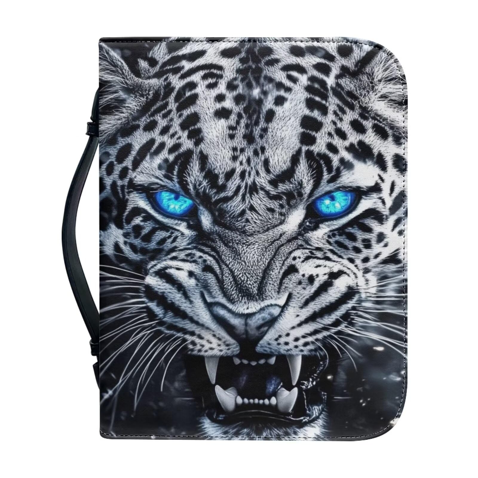 Ceudet Leather Cool Leopard Bible Cover Case for Boys/Men,Bible Bags with Zipper and Pockets,Bible Holder,Carrying Book Case Church Bag Bible Protective,2XL — image 1