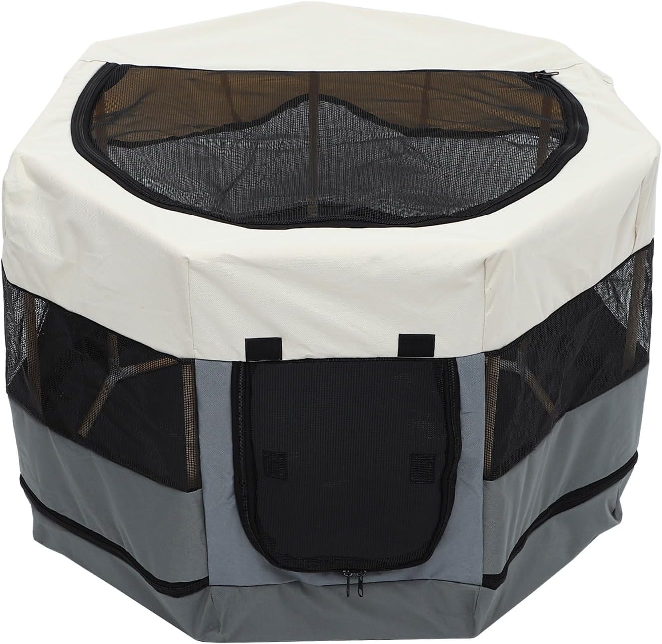 VICASKY Octagonal Pet Playpen Round Wood Frame, Bite-Resistant Oxford Cloth, 74x74x43cm Portable Indoor Puppy and Kitten Pen for Small Dogs and Cats