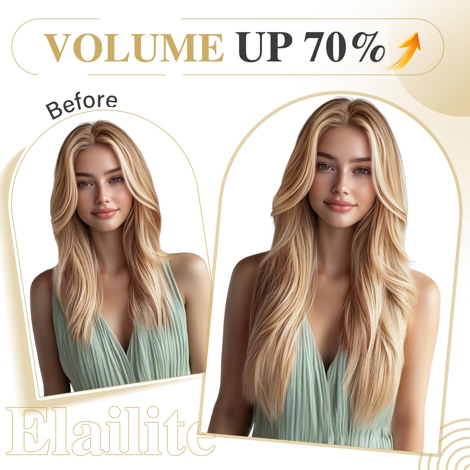 Elailite Extensiones de Clip de Pelo Natural Gruesas #12P613 Castaño Dorado Mecha Rubio Muy Claro, 8 Piezas Largas Cabello Humano 50cm (150g)