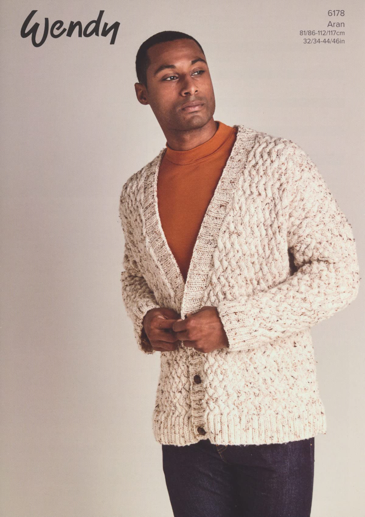 Wendy Men's Multi Aran Knitting Pattern For Ladies Unisex Basket Weave Cardigan (6178)