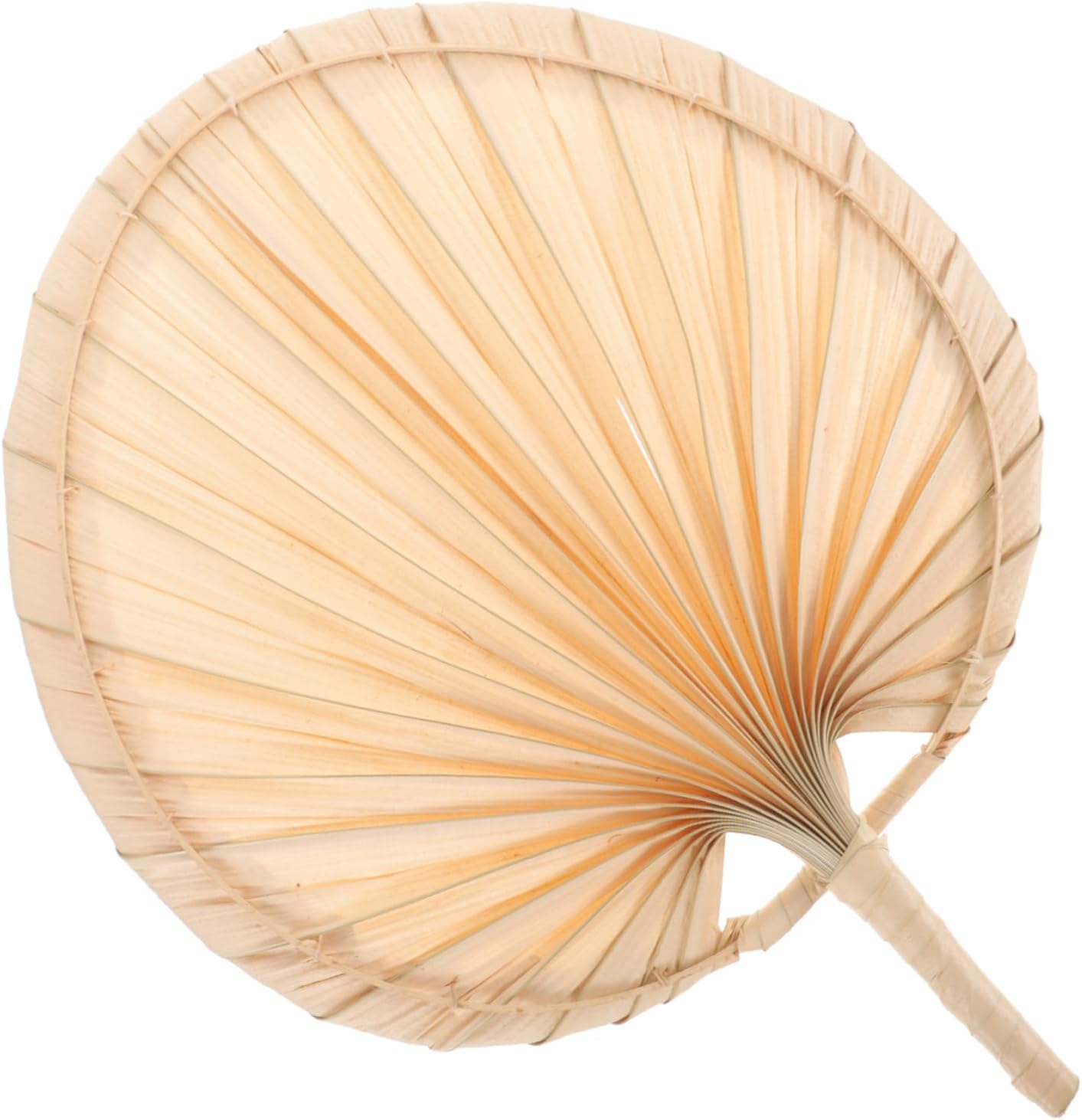 4pcs Chinese Round Hand Fan Handwoven Fan Handmade Natural Fronds Summer Cool