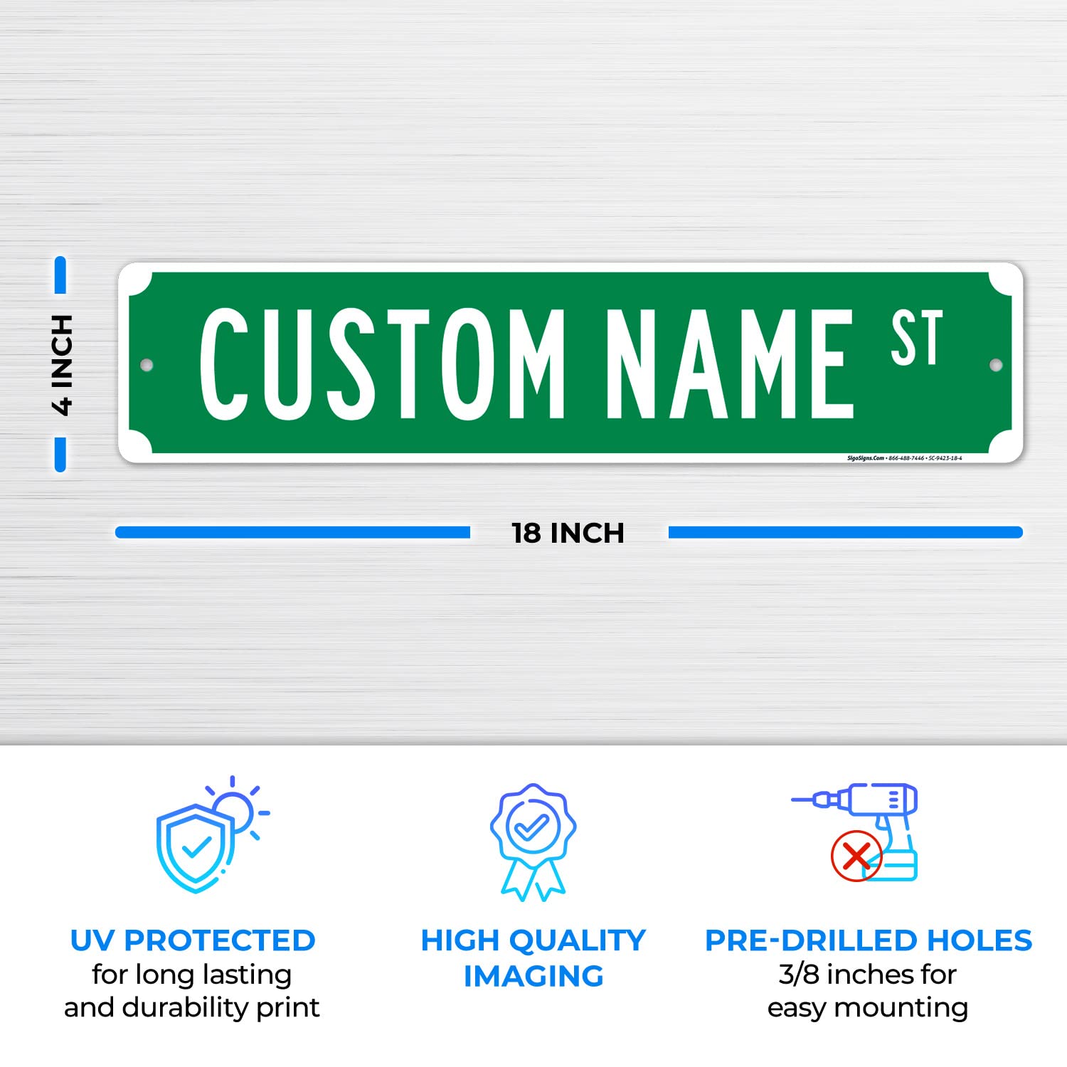 Green Border Street Sign Custom Street Sign - 4x18 Inch Personalized ...
