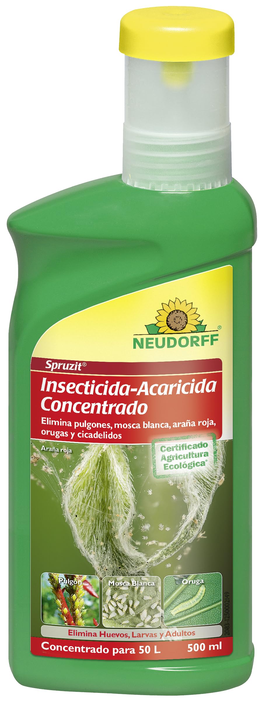 Neudorff Spruzit Insecticida-Acaricida Concentrado – Elimina plagas como pulgones, mosca blanca, araña roja, oruga y cicadélidos, 500 ml