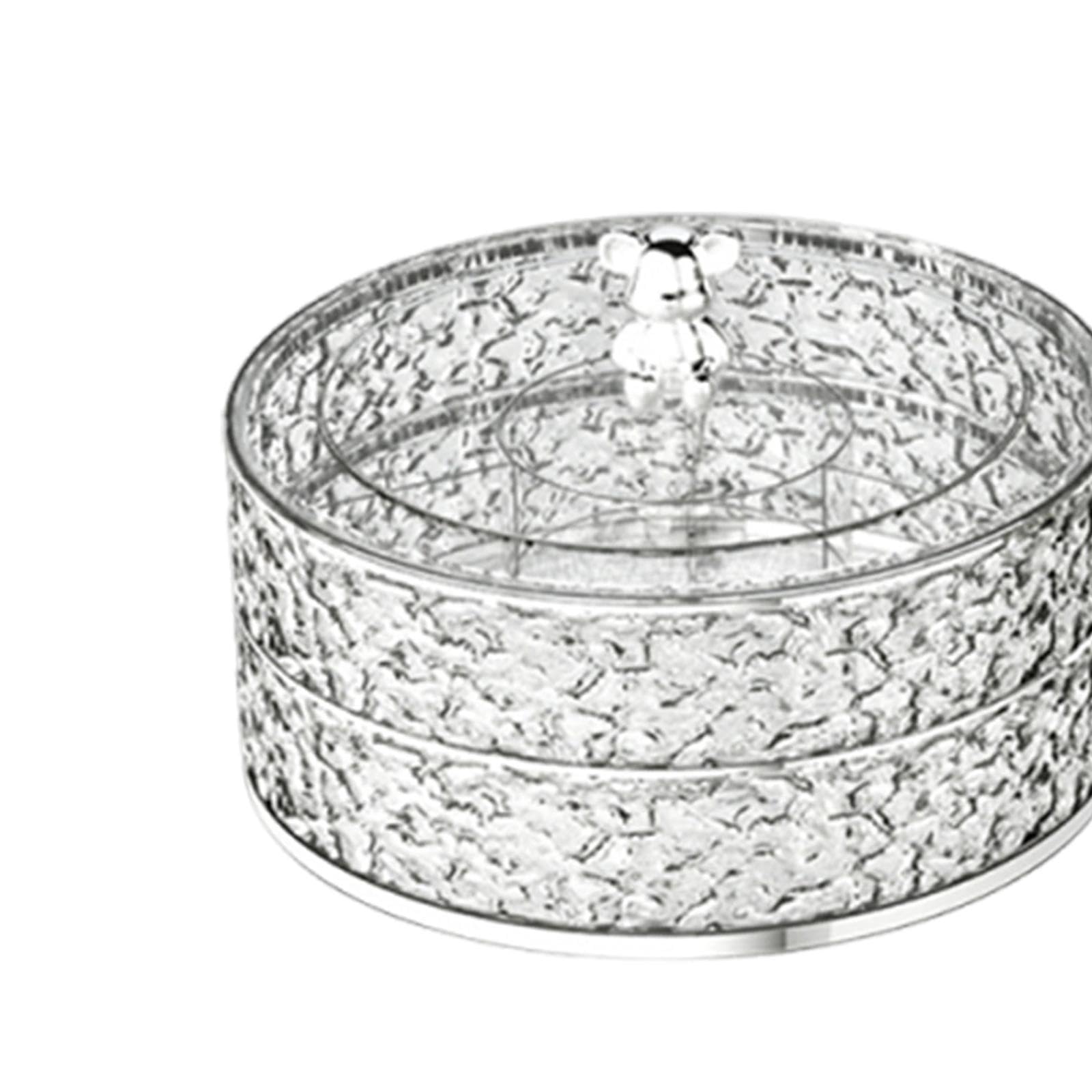 Organisateur de Goûter avec Plateau de Rangement Rotatif Rond, Assiette de Service Compartimentée, Boîte à Goûter et Bol à Légumes, Fabriqué en Polypr, Argent Clair