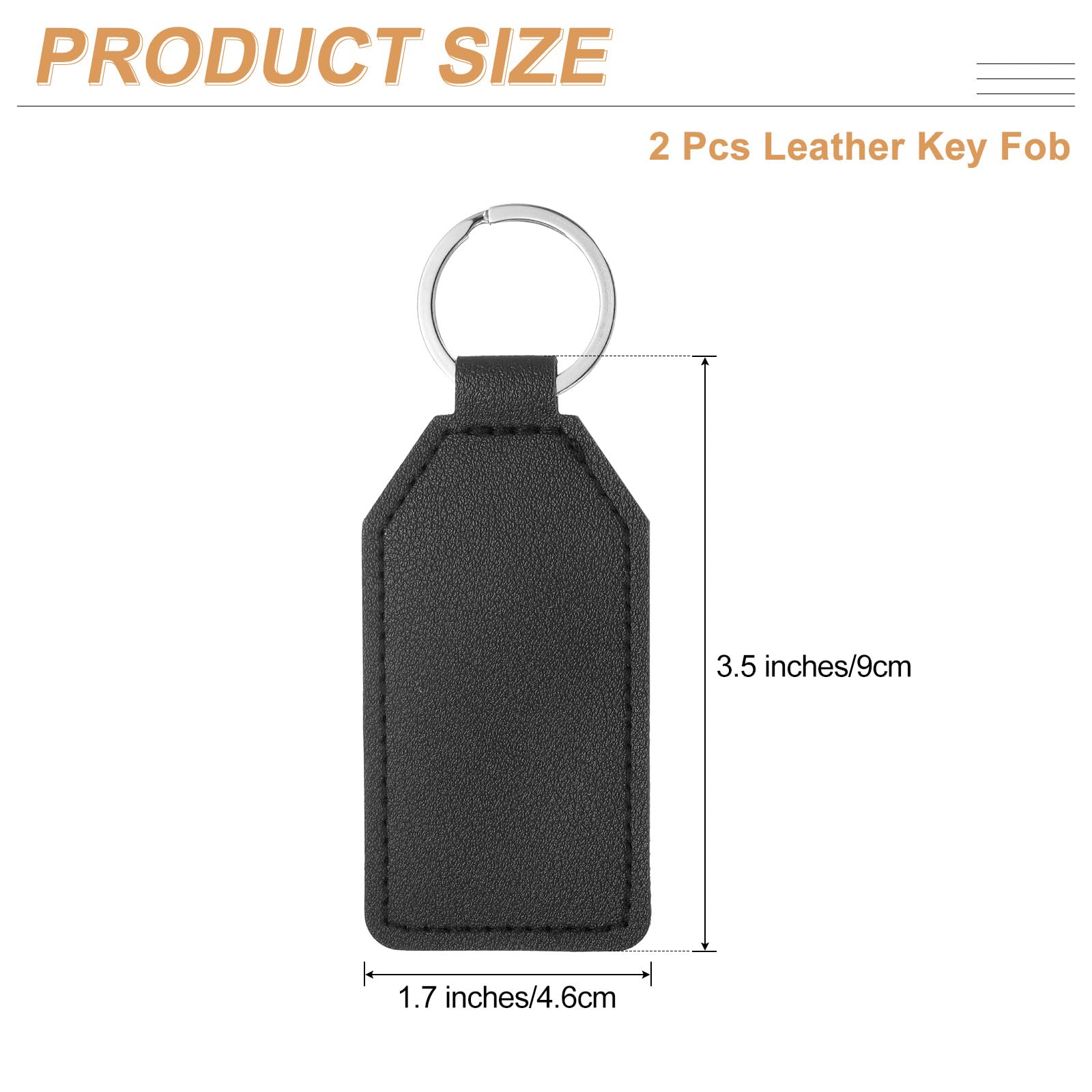 uxcell 2 Stück Leder-Schlüsselanhänger, PU-Auto-Schlüsselanhänger, Rohlinge, Schlüsselhalter für DIY, Lasergravur, Geburtstag, Vatertagsgeschenke, Schwarz, 46 mm