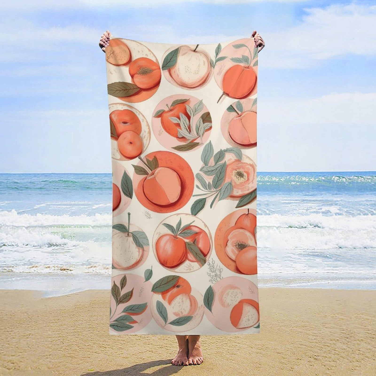 NTVOWPZO Round Peach Beach Towel Oversized Microfiber Bath Towels Lightweight Sand Proof Beach Towels Absorbent Pool Towels for Swimming Yoga Bathroom Towel 31.5" X 63"