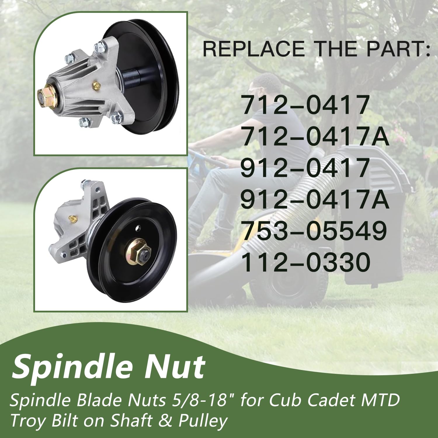 5/8-18 Spindle Blade Nut Hex Flanged Replacement for Cub Cadet MTD Toro 712-0417 712-0417A 912-0417A, Mower Deck Blade Nut for Zero Turn & Garden Tractors (3PCS)