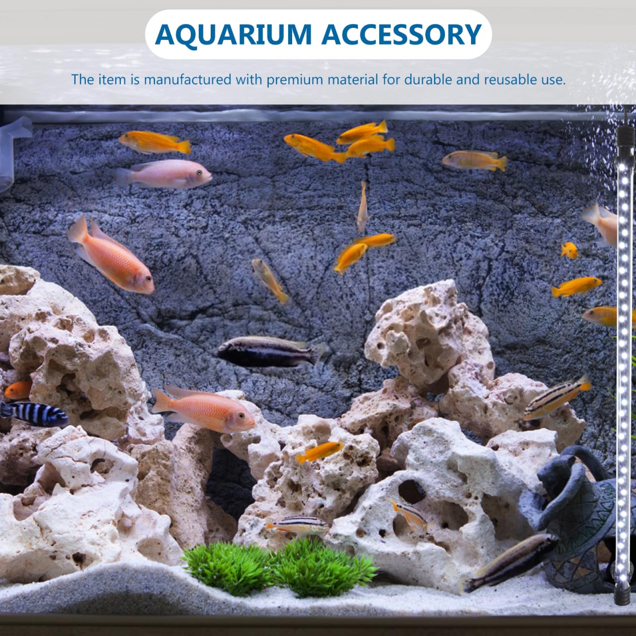 Housoutil Lumière Led Aquarium 58Cm Éclairage Blanc Pur Haute Luminosité Ventouses Lampe Décorative Aménagement Paysager Aquatique Prise Ue