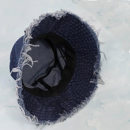 Miniatura 10 de MILAKOO Gorra unisex de pescador de mezclilla lavada para mujer, de ala ancha, ligera, plegable