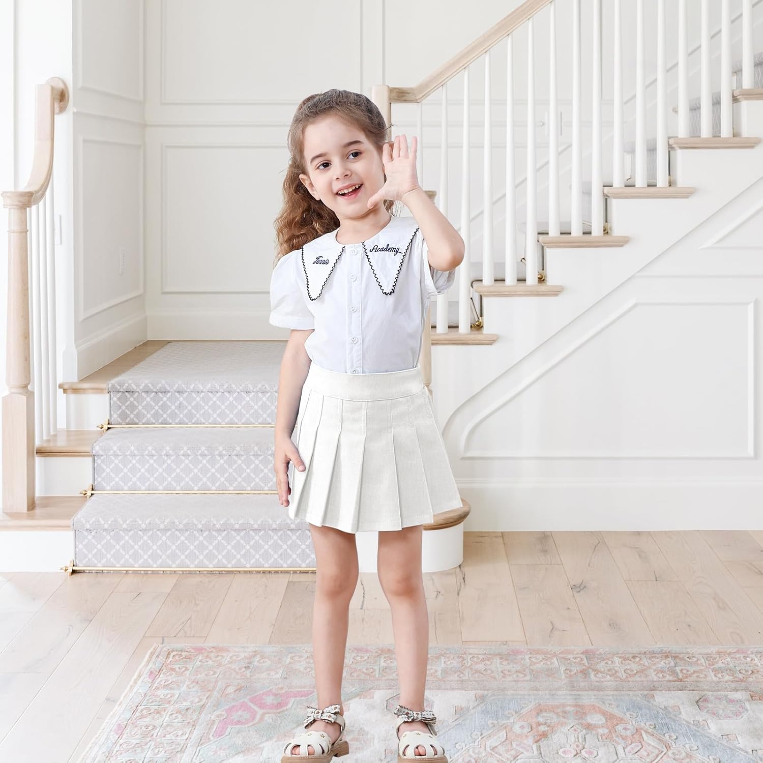 Neutocd Toddler Girls Skirts Skorts Pleated School Uniform Skirts with Elastic Waistband Built in Shorts - Image 3