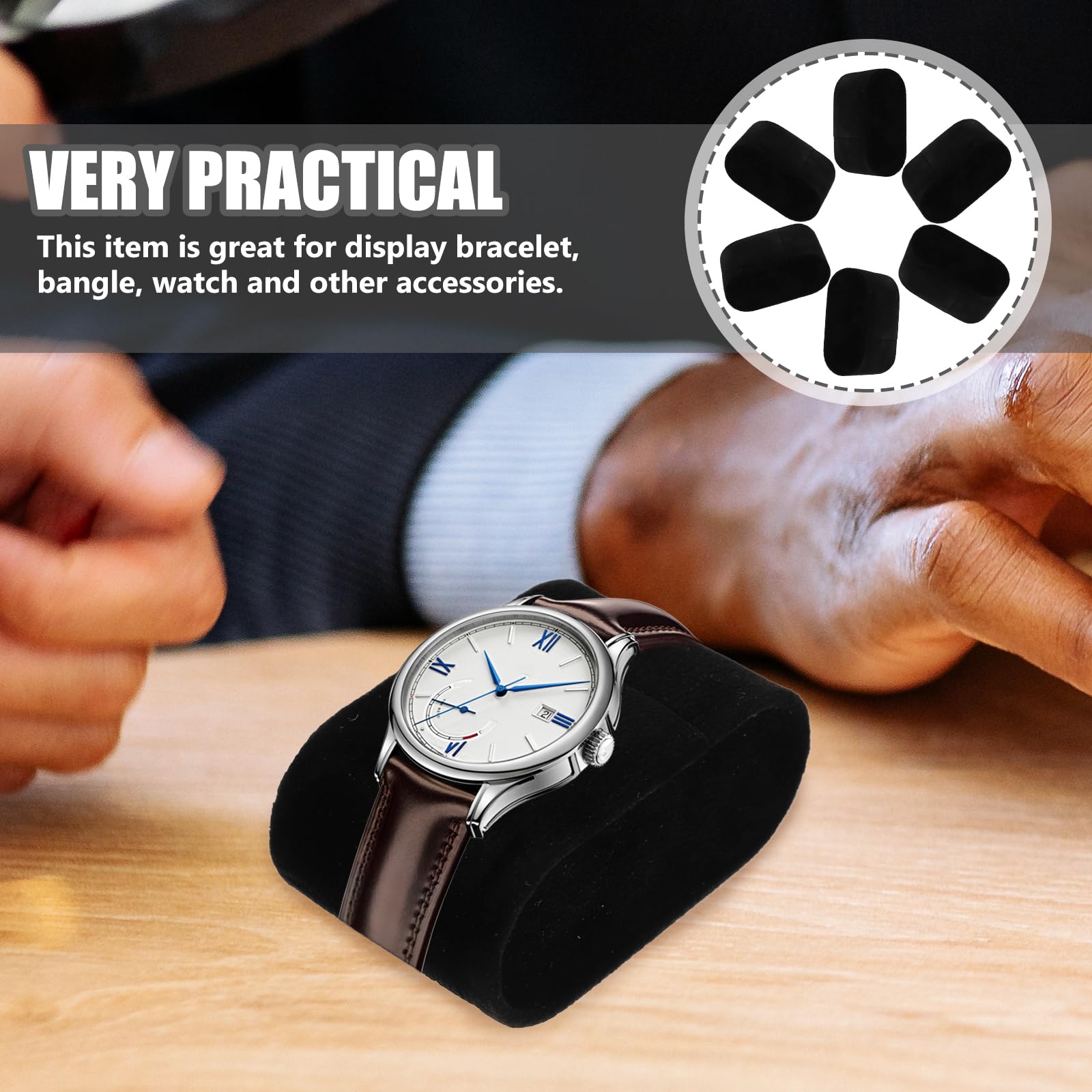 Mikikit 6 cuscini per orologio in flanella, misura piccola, 7,1 x 4,5 x 3 cm, per la collezione di orologi e bracciale