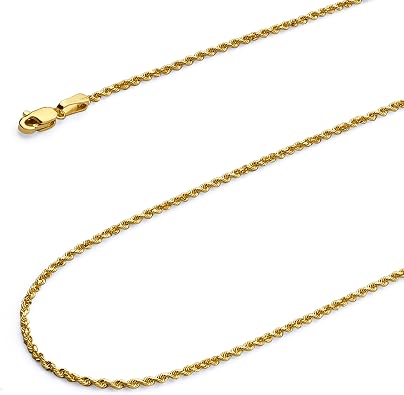 Wellingsale 14K Solid Gold Rope Chains Select Options
