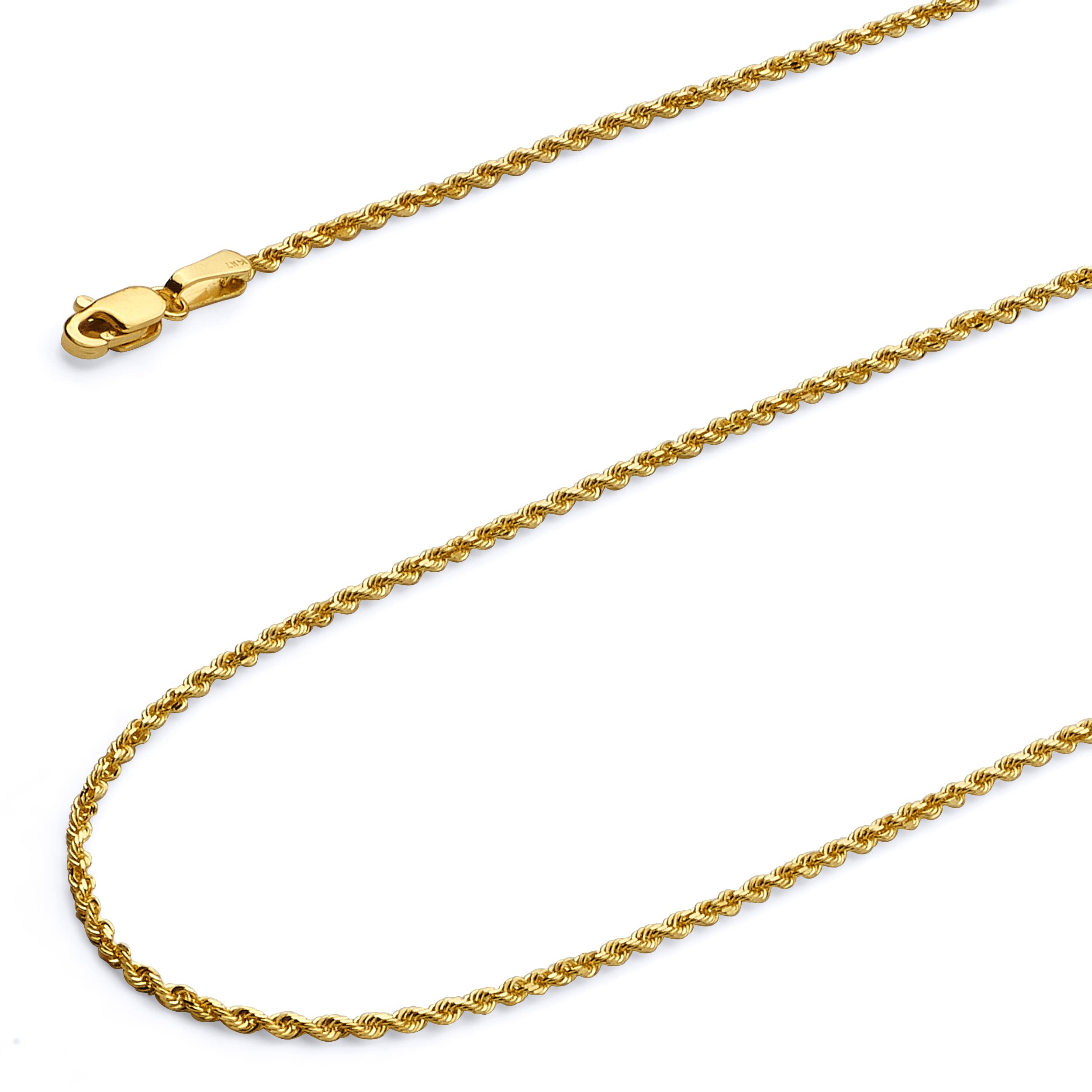 Wellingsale 14K Solid Gold Rope Chains