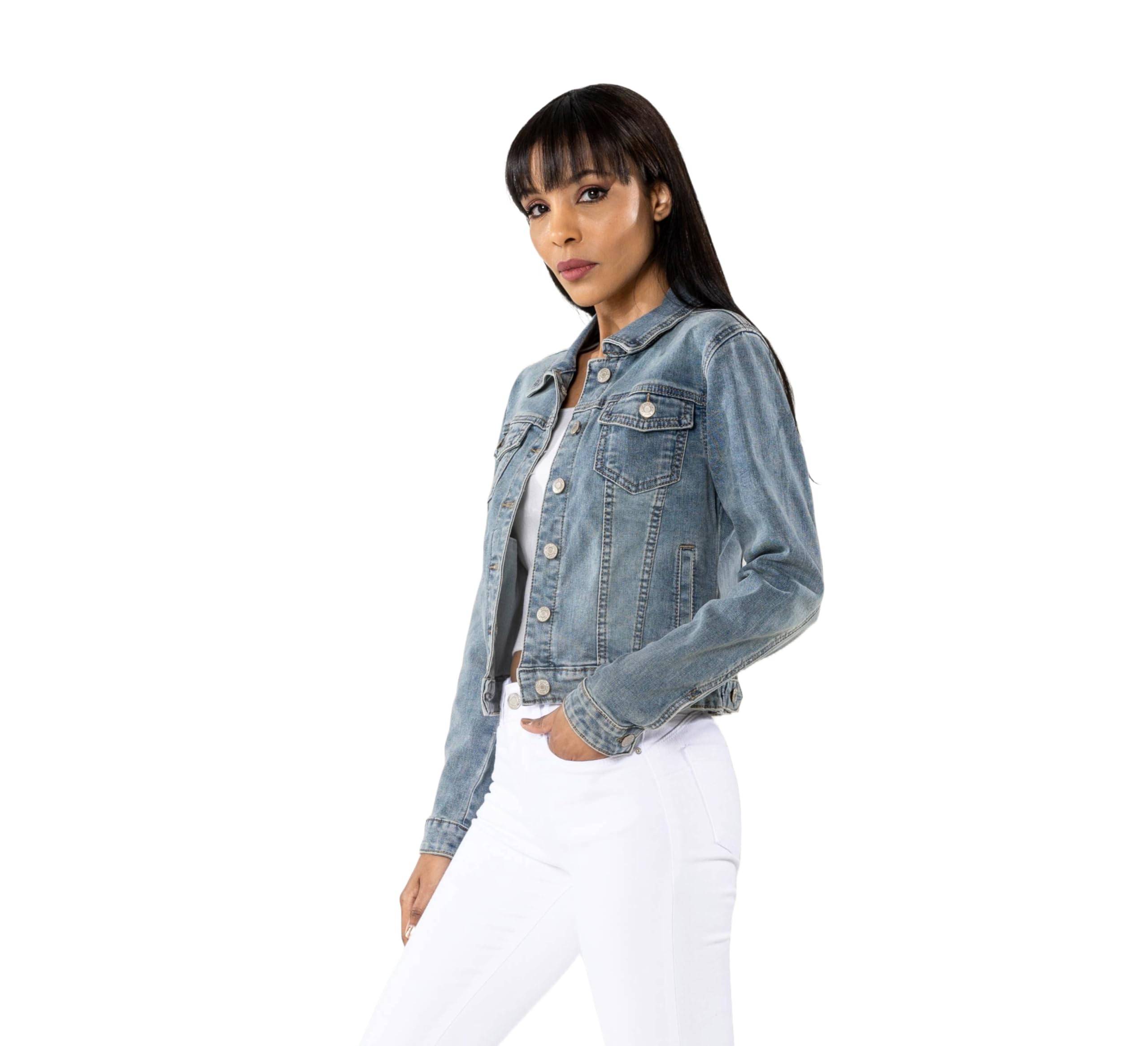 Nina Carter Denim - felpa in jeans da donna, per le mezze stagioni, leggera, casual, blu