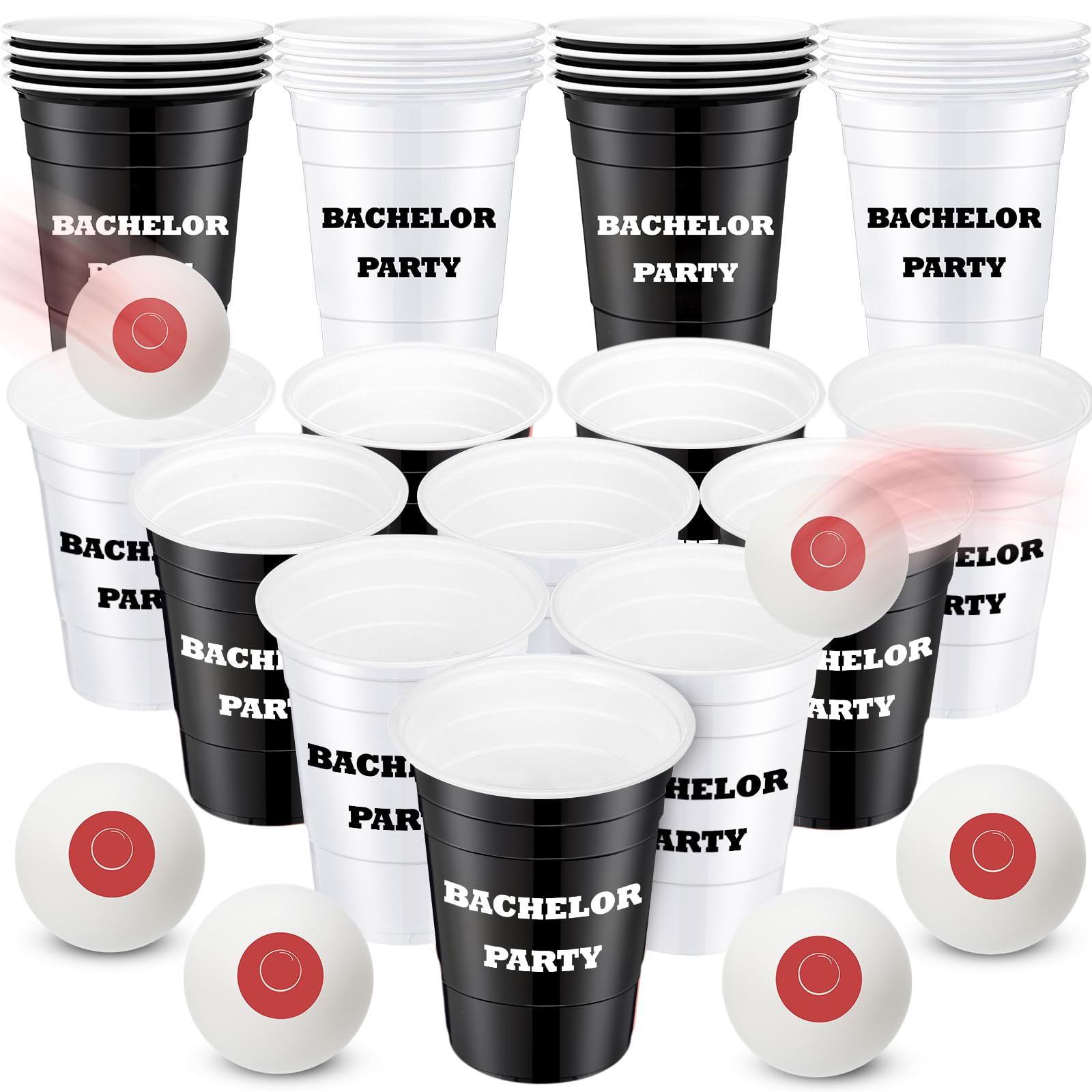 Seenelling 30 Pcs Bachelorette Game Supplies Set - 22 Pcs 16 oz Bachelor Plastic Cups & 8 Bachelorette Theme Balls for House Parties, Birthdays, BBQs