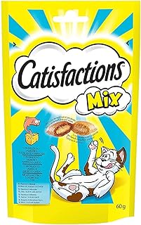 Catisfactions Mix Snack per Gatto con Delizioso Salmone e Stuzzicante Formaggio, 6 Confezioni da 60 g