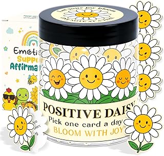 Daisy Gifts For Women - Positive Daisy Cards Jar, 60 Daily Affirmation Cards for Women, Coworkers - Emotional Support Daisys - Motivational Desk Décor, Uplifting Affirmations to Cheer Someone Up