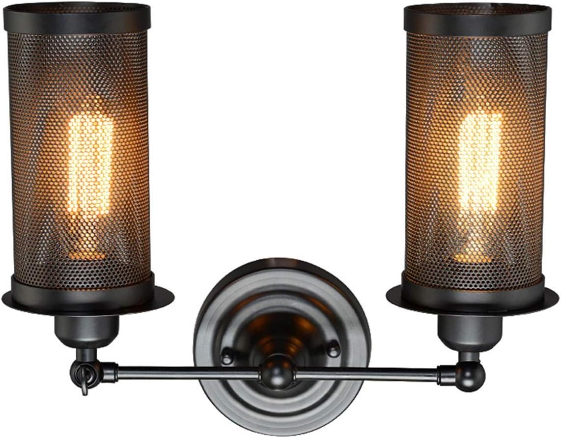 Wall Sconce Lamps Industrial Vintage 2-Light Iron Wall Lamp Wall Light Mesh with Metal Net Cage Lampshade,Wall Mounted Light Fixtures for Kitchen Bar Corridor Restaurant Café