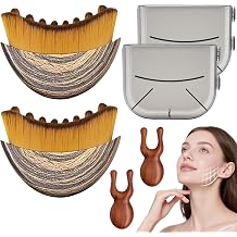 2 Pack Lymphatic Contour Face Brush Set with Wooden Face Sculpting Tool, Dry Brushing Facial Brush and Lymphatic Drainage Massager for Skin Tightening and Contouring