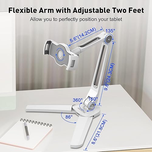 Miniatura 6 de AboveTEK Soporte para iPad Debajo del Gabinete, 3 en 1 Highflex 360° Soporte de Pared para iPads para Cocina, Soporte de Tableta para Techo Debajo