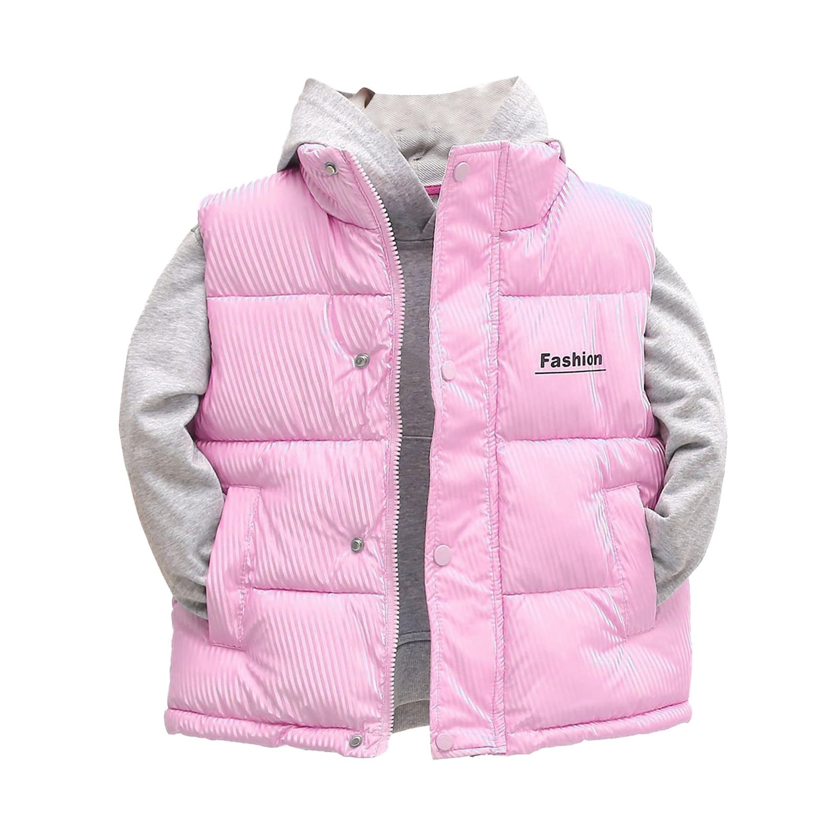 Boys Girls Puffer Vest Down Jacket Lightweight Waistcoat Kids Sleeveless Zip Up Winter Coat Gilet (Pink, 4-5 Years)