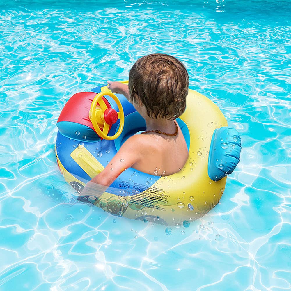 Bambino Anello Nuoto Boa Bambino Piscina con Volante Barca Gonfiabile Bambino Sedile Piscina Anello di Nuoto Galleggiante per Bambino Piscina Galleggiante Bambino Sedile Bagno per 1-5 Anni Bambini