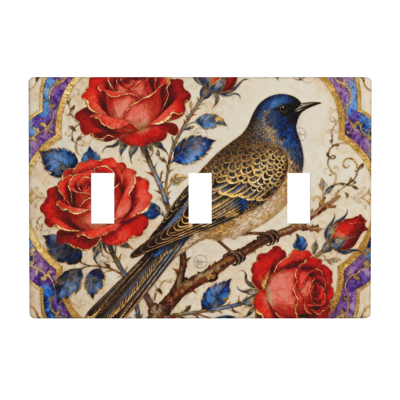 Beautiful Flowers 3 Gang Switch Plate Cover-Unbreakable Polycarbonate Wall Plate, Heat Resistant Toggle Switch Decor for Home