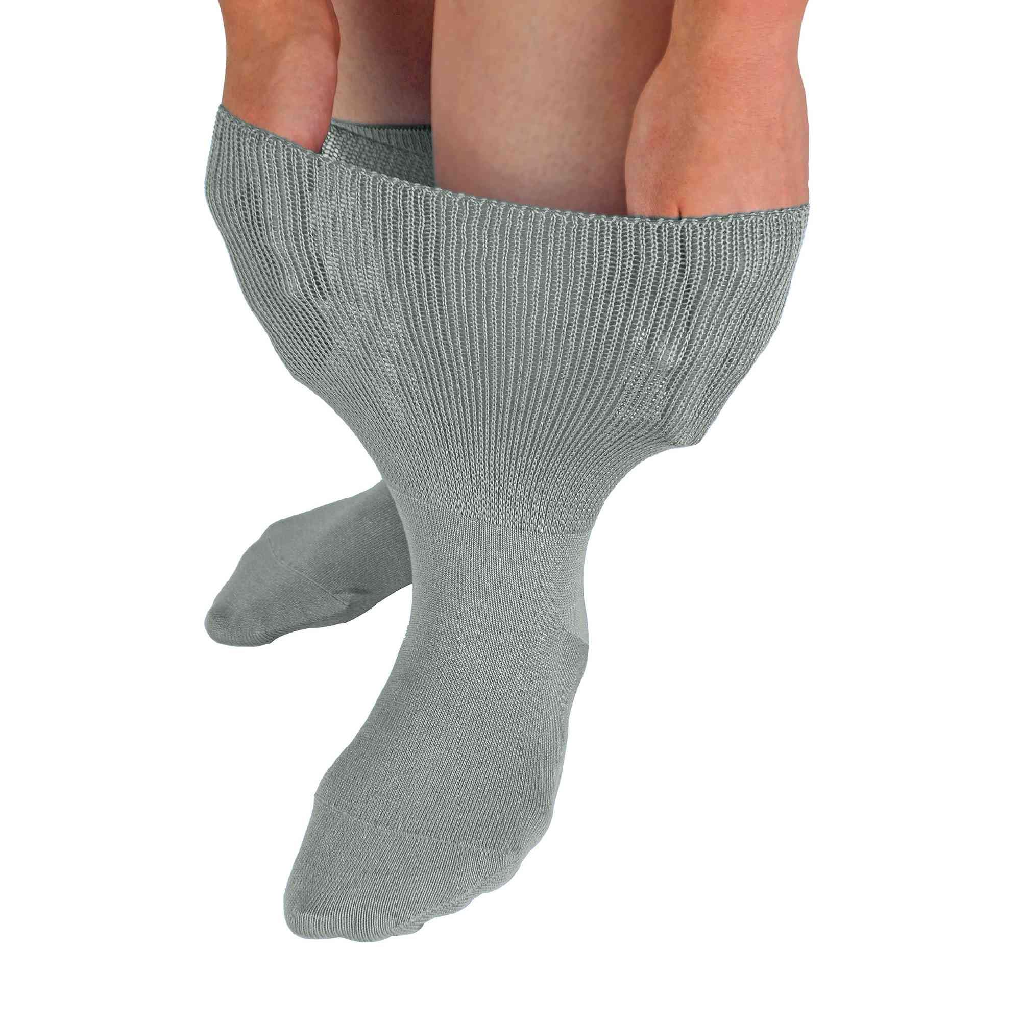 Dr.socks Men's Grey Extra Wide Bamboo Oedema Socks & Ladies | Socks For Swollen Feet Ankles Legs & Diabetics (6-8, )
