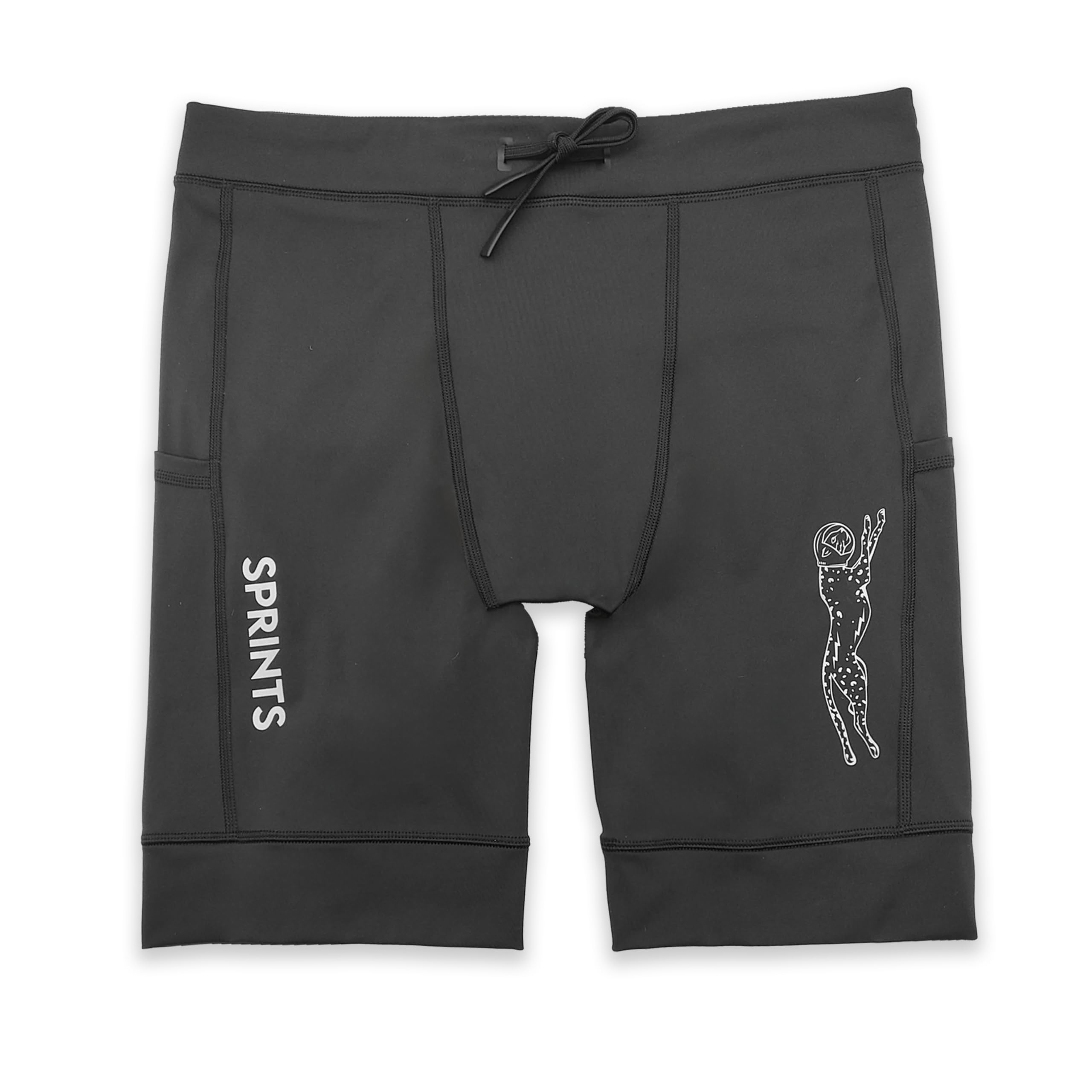 Sprints Mens Flexion 8" Compression Shorts with Pockets & Drawcord