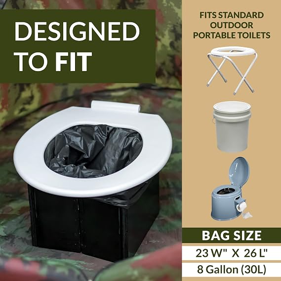 Reli. Portable Toilet Bags (20 Count) Camping Bathroom Bag | 8 Gallon | Compostable | Luggable Loo, Bucket Toilet | For Boating, Hiking | Leak-Proof