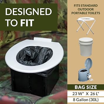 Reli. Portable Toilet Bags (20 Count) Camping Bathroom Bag | 8 Gallon | Compostable | Luggable Loo, Bucket Toilet | For Boating, Hiking | Leak-Proof