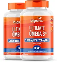 Bigens Ultimate Ômega 3 TG, Selo IFOS, 1.080mg EPA + 720mg DHA, 60 Cápsulas, Kit com 2 Unidades