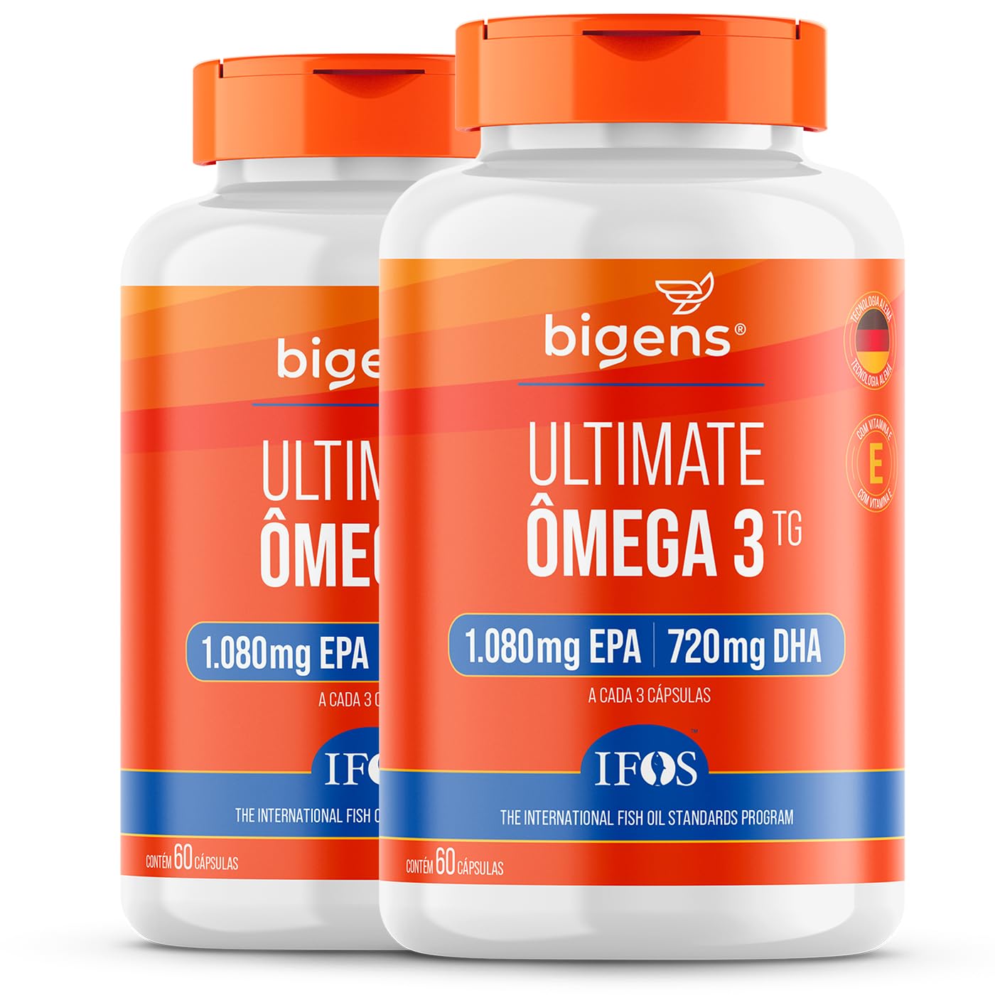 Bigens Ultimate Ômega 3 TG, IFOS, 1.080mg EPA + 720mg DHA, 60 Caps (Kit 2)