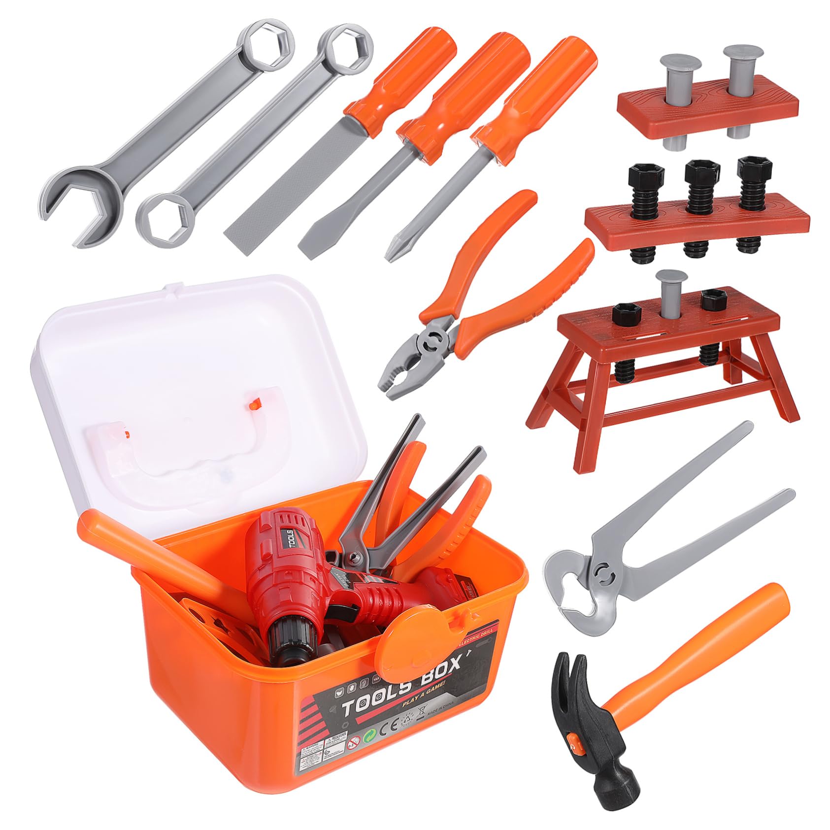 SKISUNO1 Set Box Toy Storage Bins Trucks Childrens Tool Kit Drill Toy Et  Toy Toy Tool Kit Excavator Toys for Boys Toys Truck Drill Games Toy Boxes  Toy