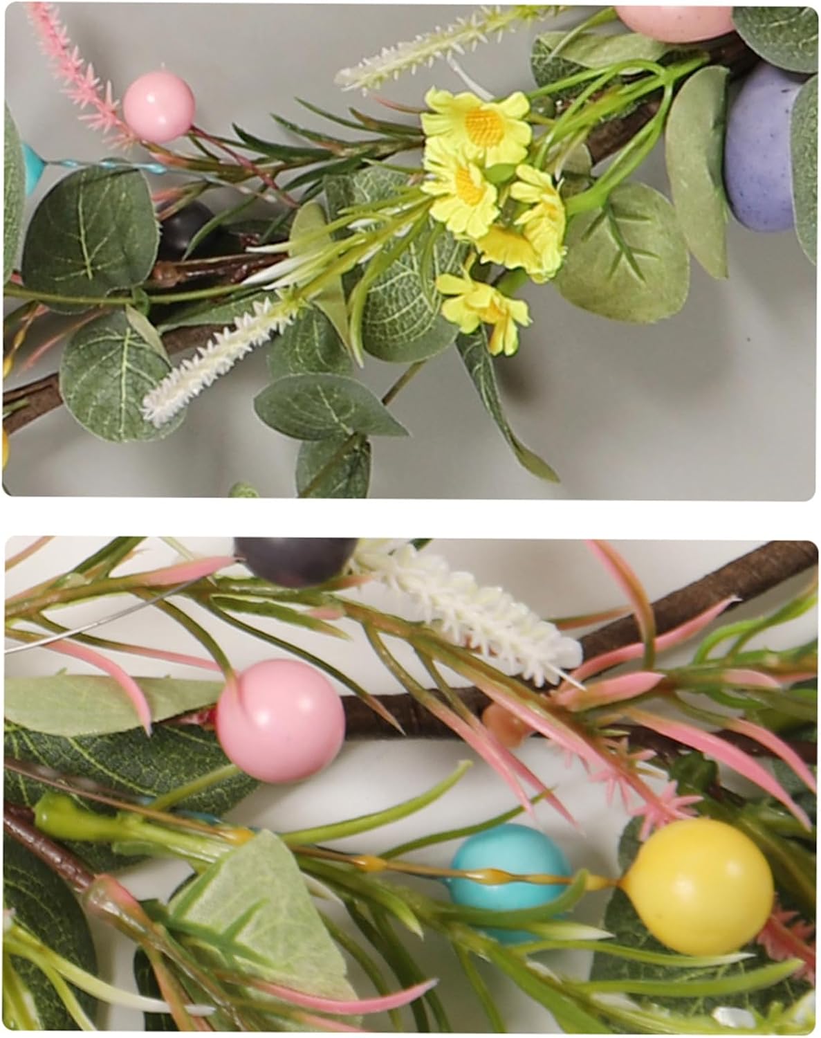 Wreath with Foam Peonies and Eggs for Spring Door Hanging Celebration Spring Party Hanging Decoration