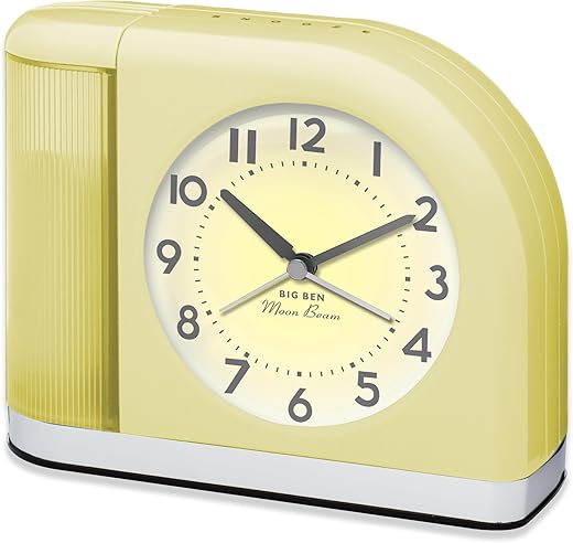 Westclox Big Ben Moon Beam Quartz Analog Alarm Clock with USB (Yellow)