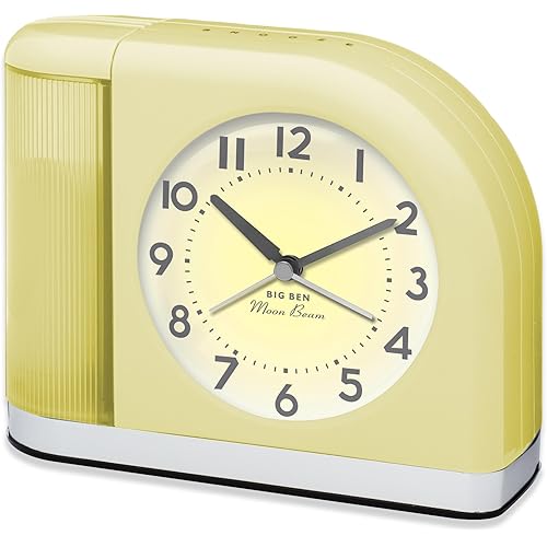 Westclox Big Ben Moon Beam Quartz Analog Alarm Clock with USB (Yellow)