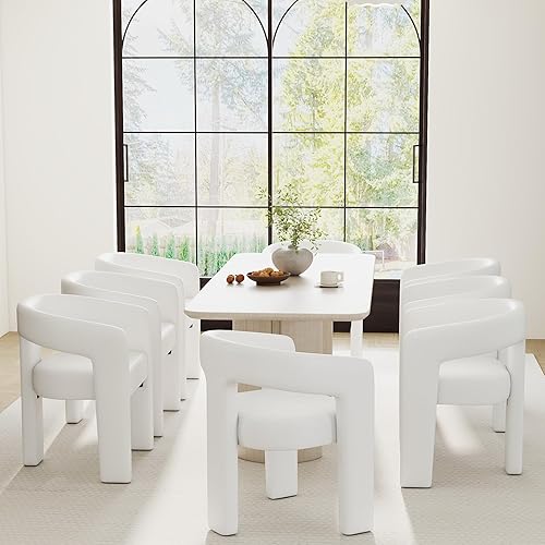 Miniatura 50 de Sillas de Comedor Modernas Tipo Barril Juego de 8, Sillas Laterales de Acento Tapizadas en Terciopelo con Brazos Cómodas Sillas de Tocador de